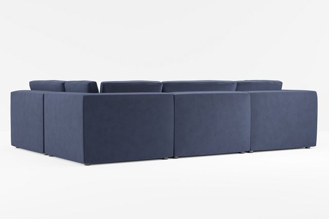 Destin Joya Dark Blue Velvet 6-piece Pit Sectional