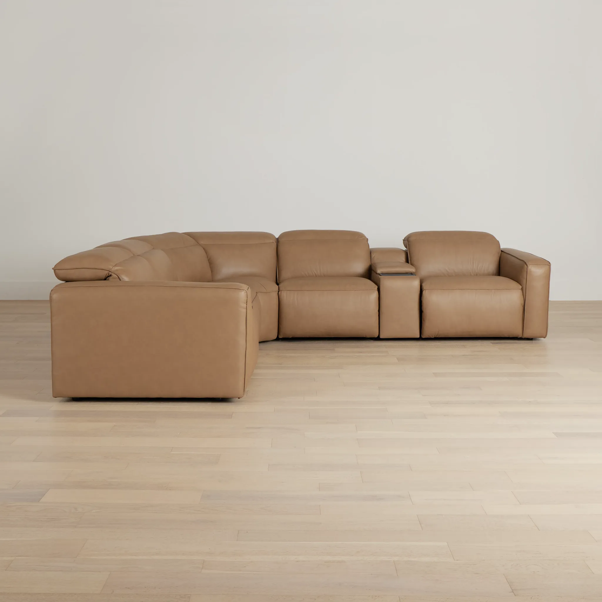 Ryland Brown Lthr/vinyl Large Dual Power Reclining Two-arm Sectional