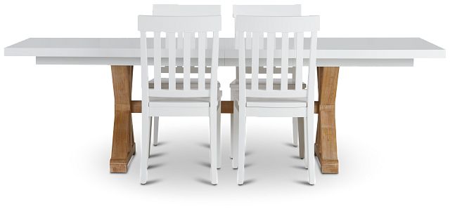 Nantucket Two-tone White Trestle Table & 4 White Chairs (3)