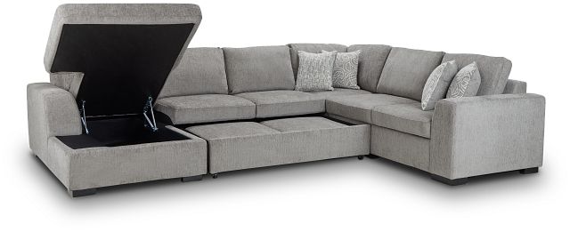 Blakely Gray Fabric Left Chaise Storage Sleeper Sectional