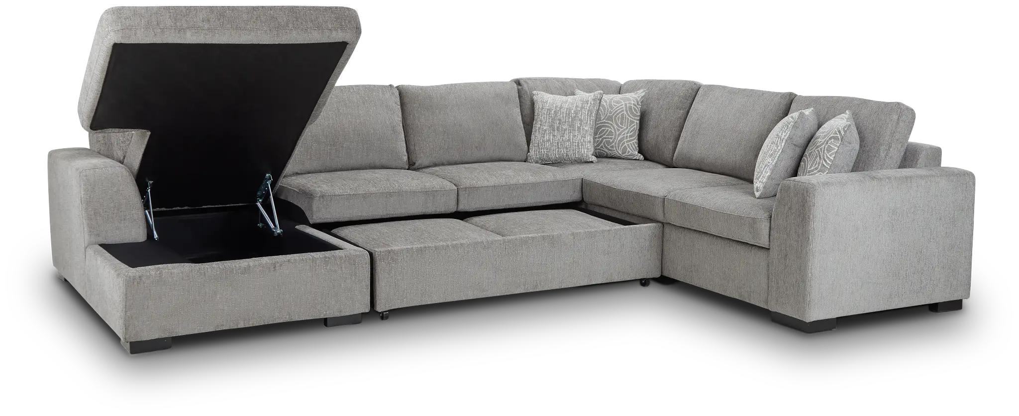 Blakely Gray Fabric Left Chaise Storage Sleeper Sectional Blakely Gray Fabric Left Chaise Storage Sleeper Sectional