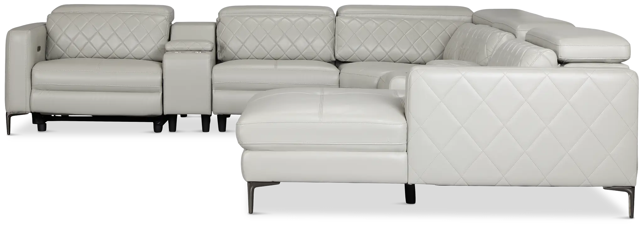 Ava Light Gray Micro Large Dual Power Right Chaise Sectional Ava Light Gray Micro Large Dual Power Right Chaise Sectional