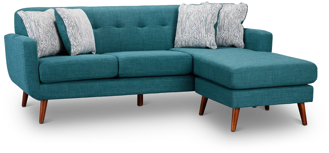 Raya Dark Teal Fabric Chaise Sectional
