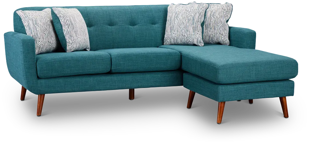 Raya Dark Teal Fabric Chaise Sectional Raya Dark Teal Fabric Chaise Sectional
