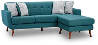 Raya Dark Teal Fabric Chaise Sectional