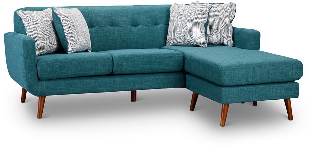 Raya Dark Teal Fabric Chaise Sectional