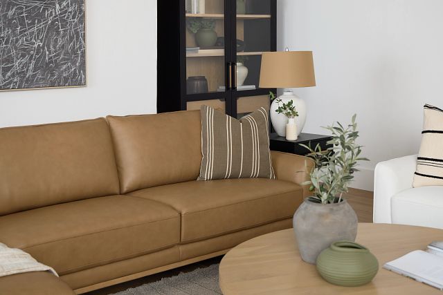 Tessa Light Brown Leather Left Chaise Sectional