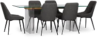 Avondale Glass Rect Table With 6 Upholstered Side Chairs