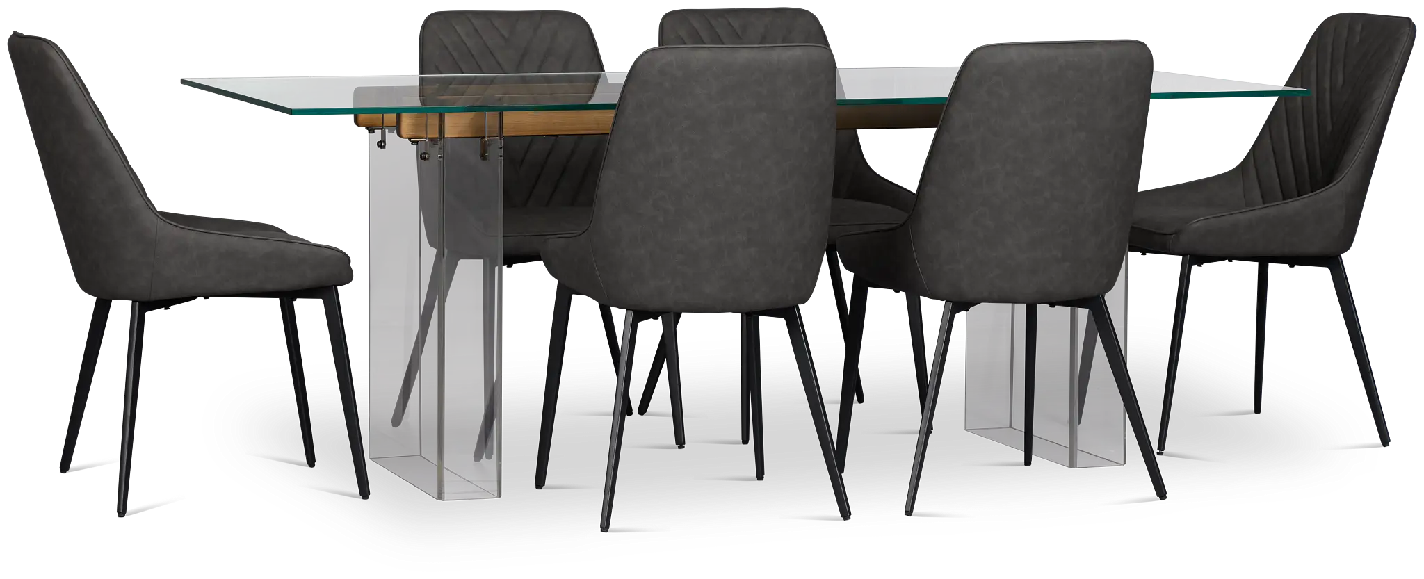 Avondale Glass Rect Table With 6 Upholstered Side Chairs Avondale Glass Rect Table With 6 Upholstered Side Chairs