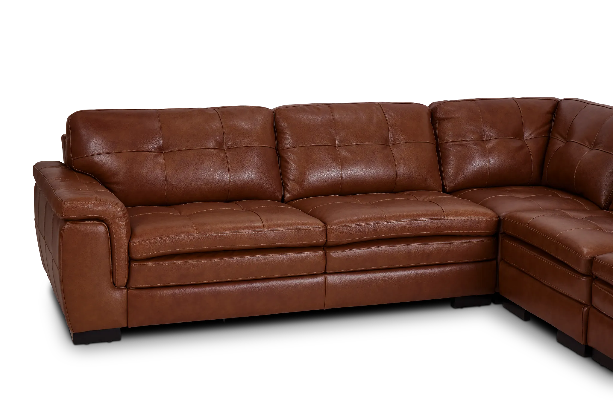 Braden Medium Brown Leather Medium Two-arm Sectional