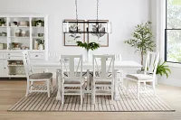 Heron Cove White Trestle Table, 4 Chairs & Bench