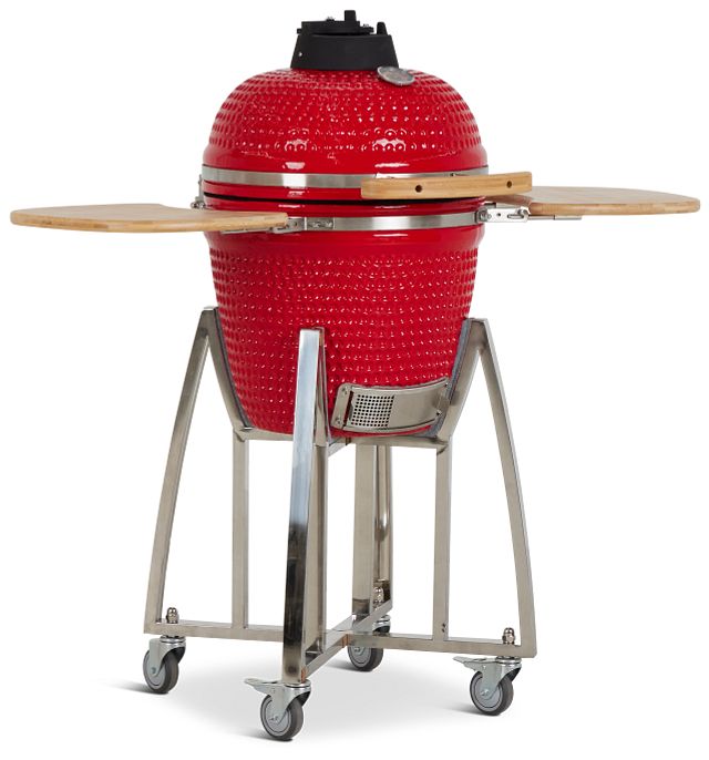 Kamado Red 18" Charcoal Grill With Base (1)