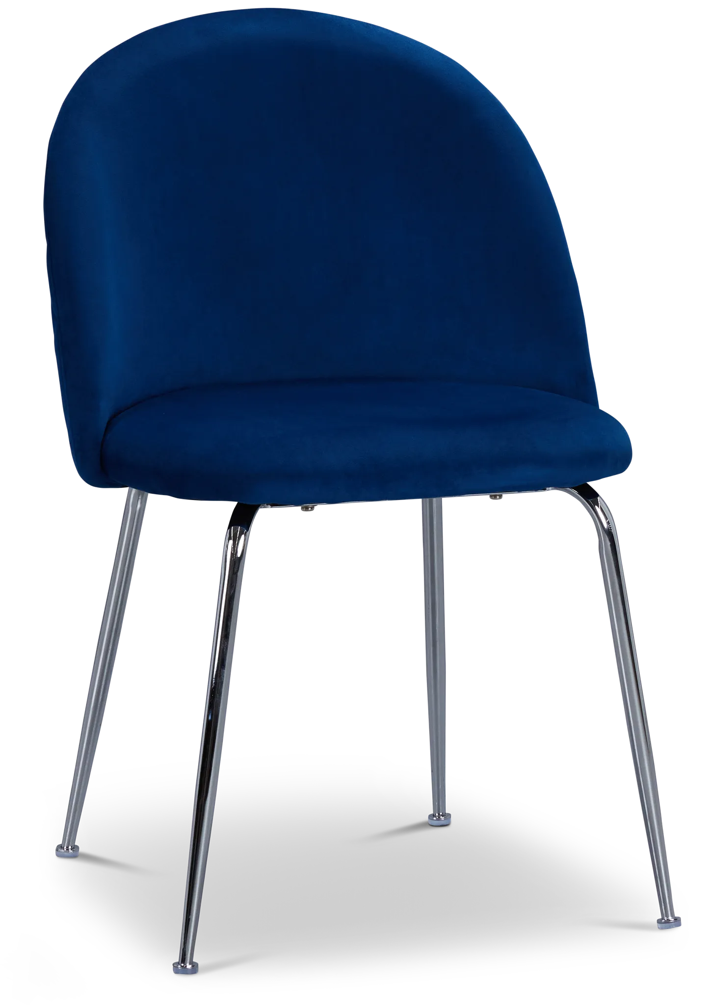 Capri Dark Blue Velvet Upholstered Side Chair W/ Chrome Legs