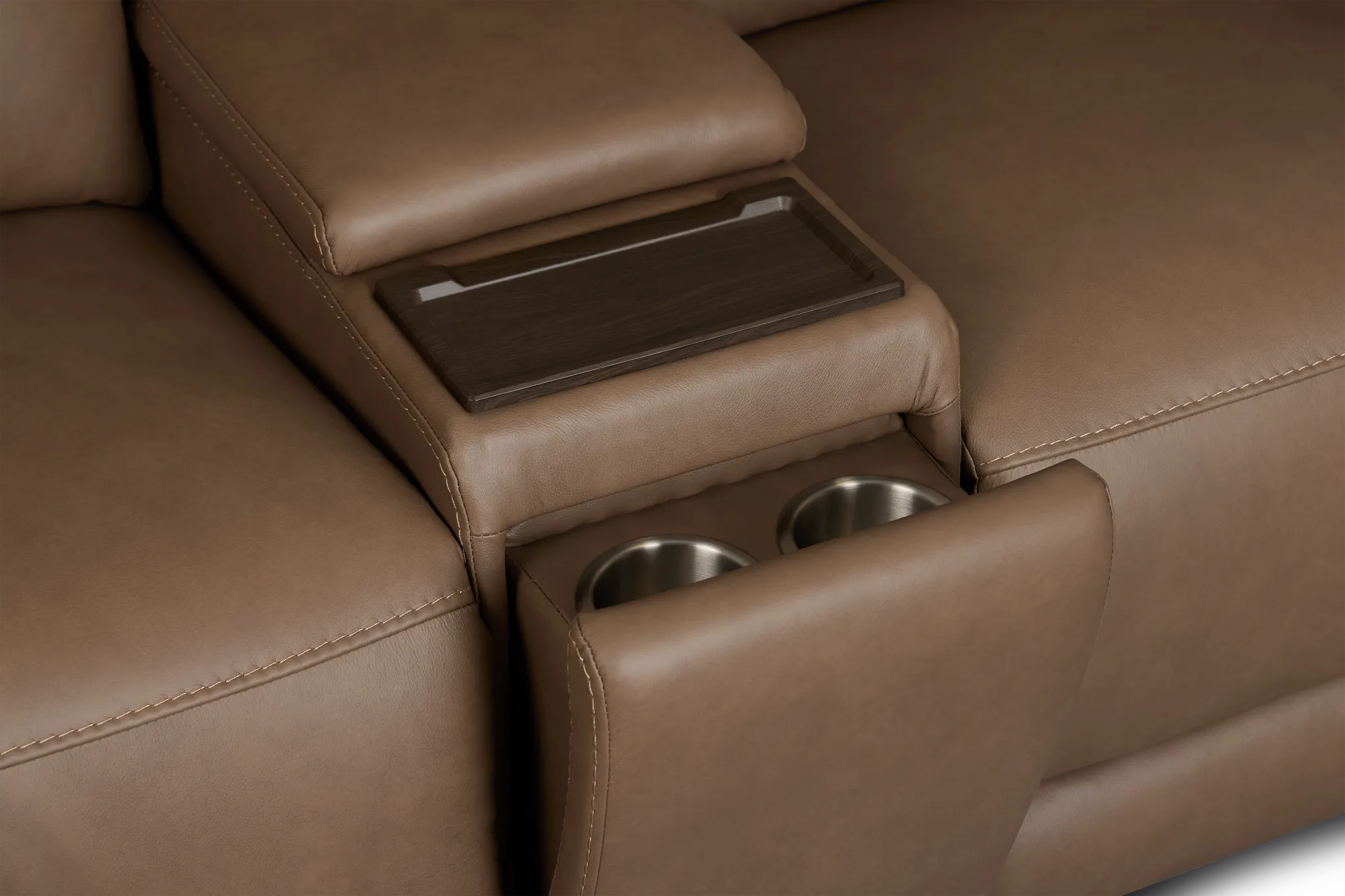 Flexsteel Belmont Dark Brown Lthr/vinyl Large Dual Power Reclining Two-arm Sectional