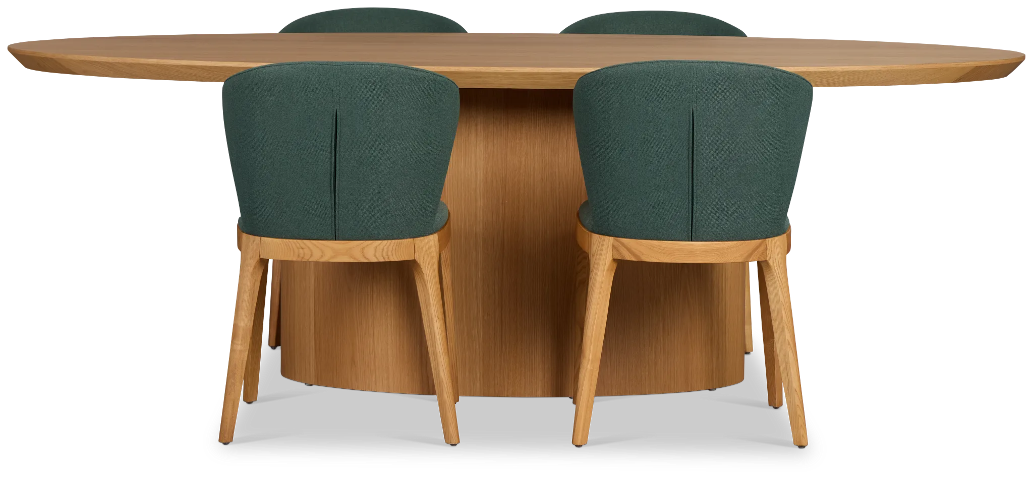 Nomad Light Tone 94" Oval Table & 4 Dark Green Chairs W/ Light Tone Leg