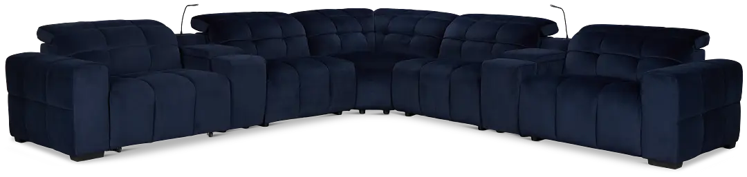 Gemma Navy Velvet Large Dual Power Left Chaise Sectional Gemma Navy Velvet Large Dual Power Left Chaise Sectional