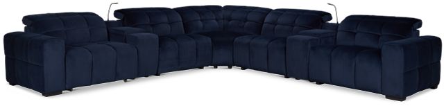 Gemma Navy Velvet Large Dual Power Left Chaise Sectional