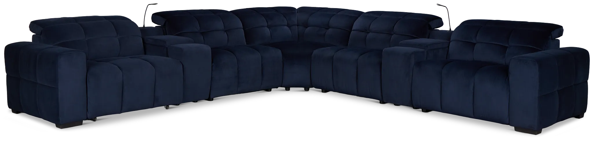Gemma Navy Velvet Large Dual Power Left Chaise Sectional