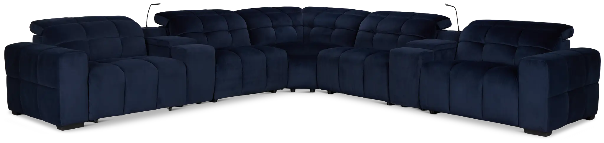 Gemma Navy Velvet Large Dual Power Left Chaise Sectional Gemma Navy Velvet Large Dual Power Left Chaise Sectional