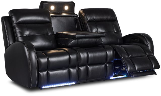 Omega Black Micro Power Reclining Sofa
