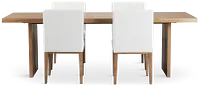 Haven Light Tone Wood Rectangular Table & 4 Upholstered Chairs