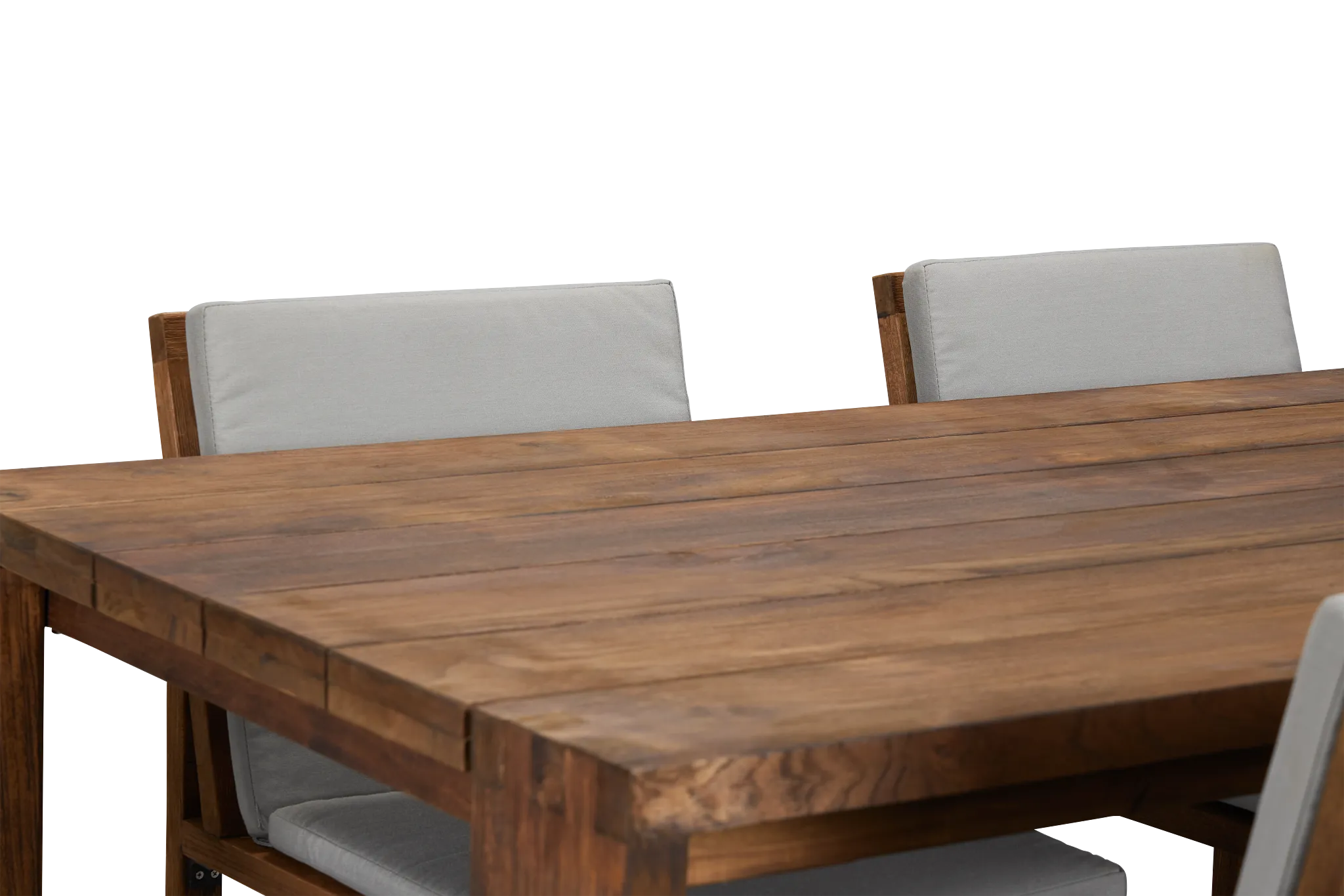 Linear Dark Gray 70" Teak Table & 4 Teak Cushioned Side Chairs