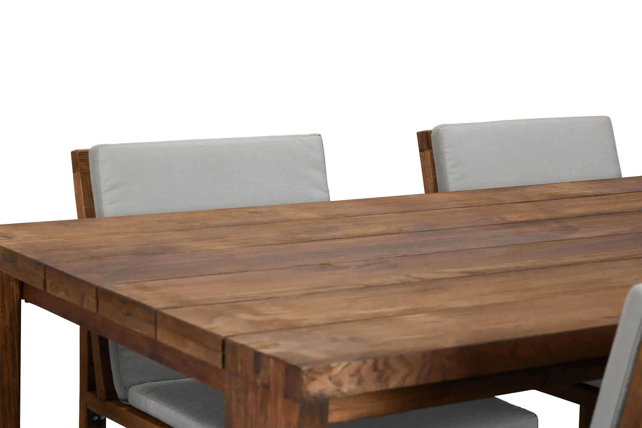 Linear Dark Gray 70" Teak Table & 4 Teak Cushioned Side Chairs Linear Dark Gray 70" Teak Table & 4 Teak Cushioned Side Chairs