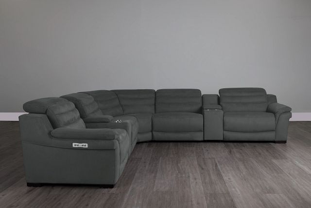 Sentinel Dark Gray Micro Large Dual Power Reclining Two-arm Sectional (0)