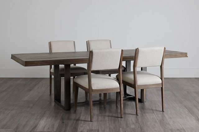 Portland Light Tone Rectangular Table & 4 Upholstered Chairs (0)