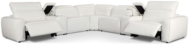 Tidal White Lthr/vinyl Large Dual Power Reclining Two-arm Sectional