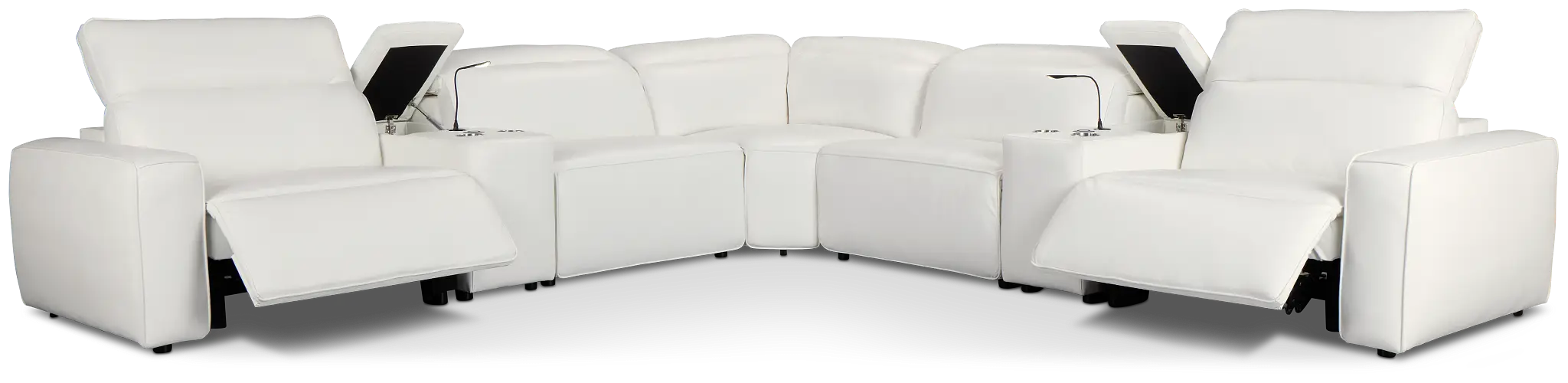 Tidal White Lthr/vinyl Large Dual Power Reclining Two-arm Sectional Tidal White Lthr/vinyl Large Dual Power Reclining Two-arm Sectional