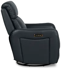 Julian Dark Blue Lthr/vinyl Power Swivel Glider Recliner