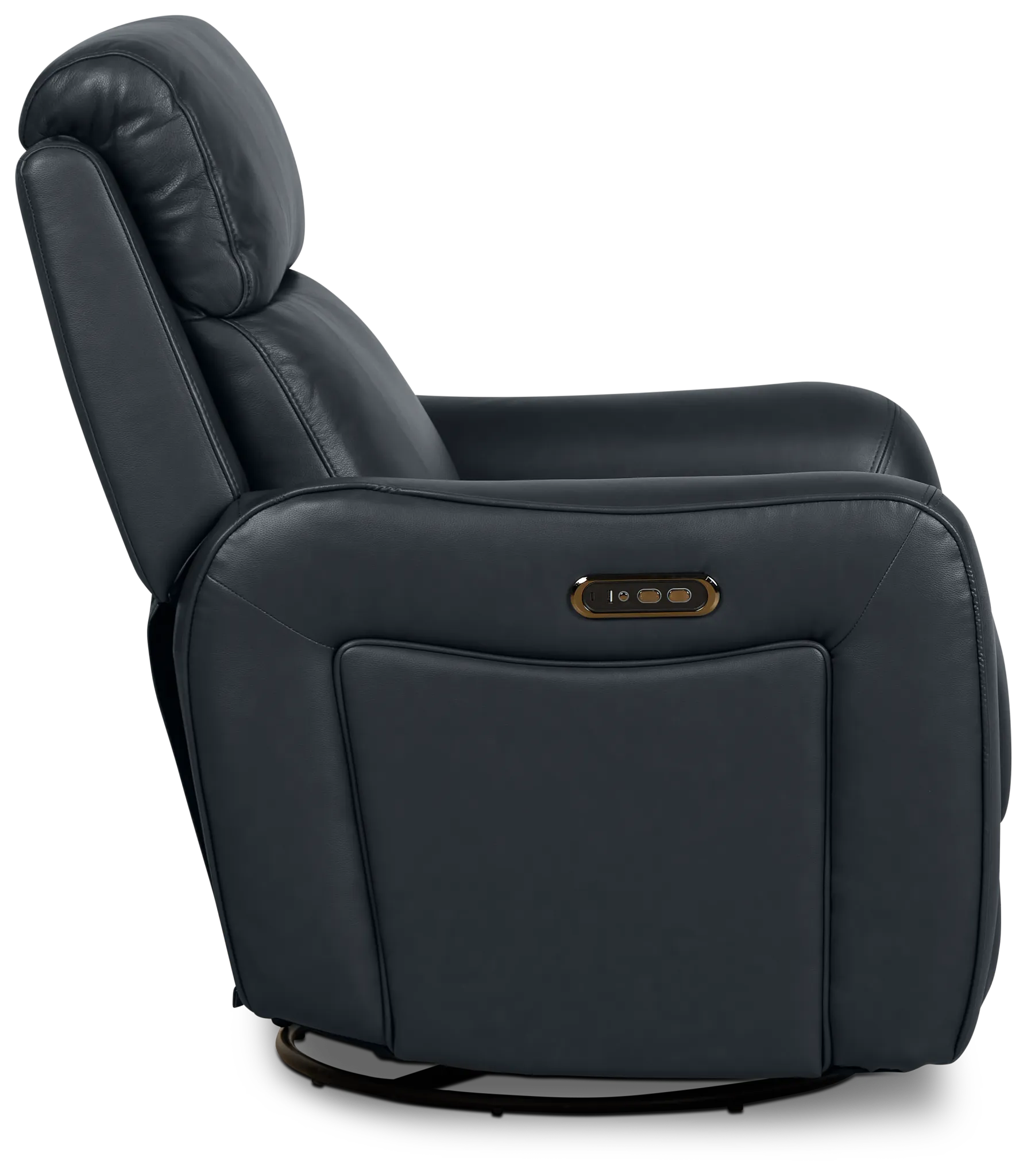 Julian Dark Blue Lthr/vinyl Power Swivel Glider Recliner