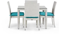 Bahia Dark Teal 40" Square Table & 4 Upholstered Chairs