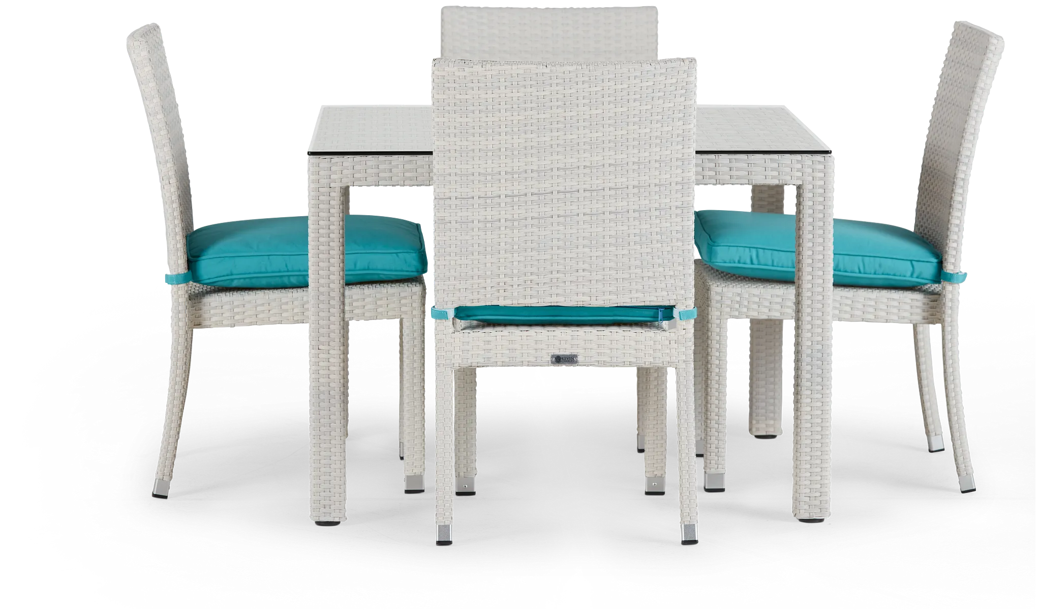 Bahia Dark Teal 40" Square Table & 4 Upholstered Chairs
