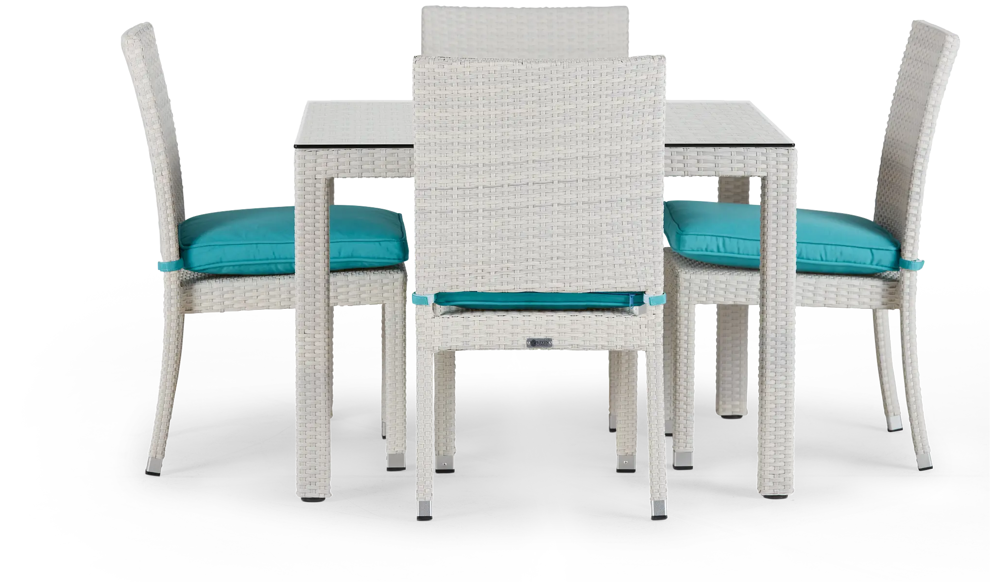 Bahia Dark Teal 40" Square Table & 4 Upholstered Chairs Bahia Dark Teal 40" Square Table & 4 Upholstered Chairs