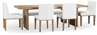 Haven Light Tone Wood Rectangular Table With 4 Side Chairs & Bench