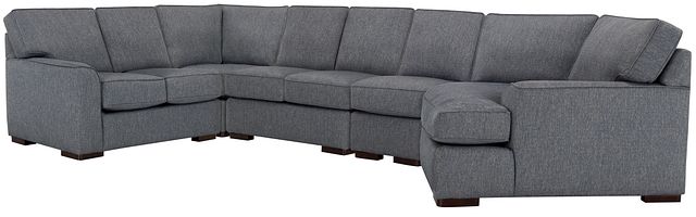 Austin Blue Fabric Large Right Cuddler Sectional