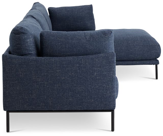 Oliver Dark Blue Fabric Right Chaise Sectional (2)