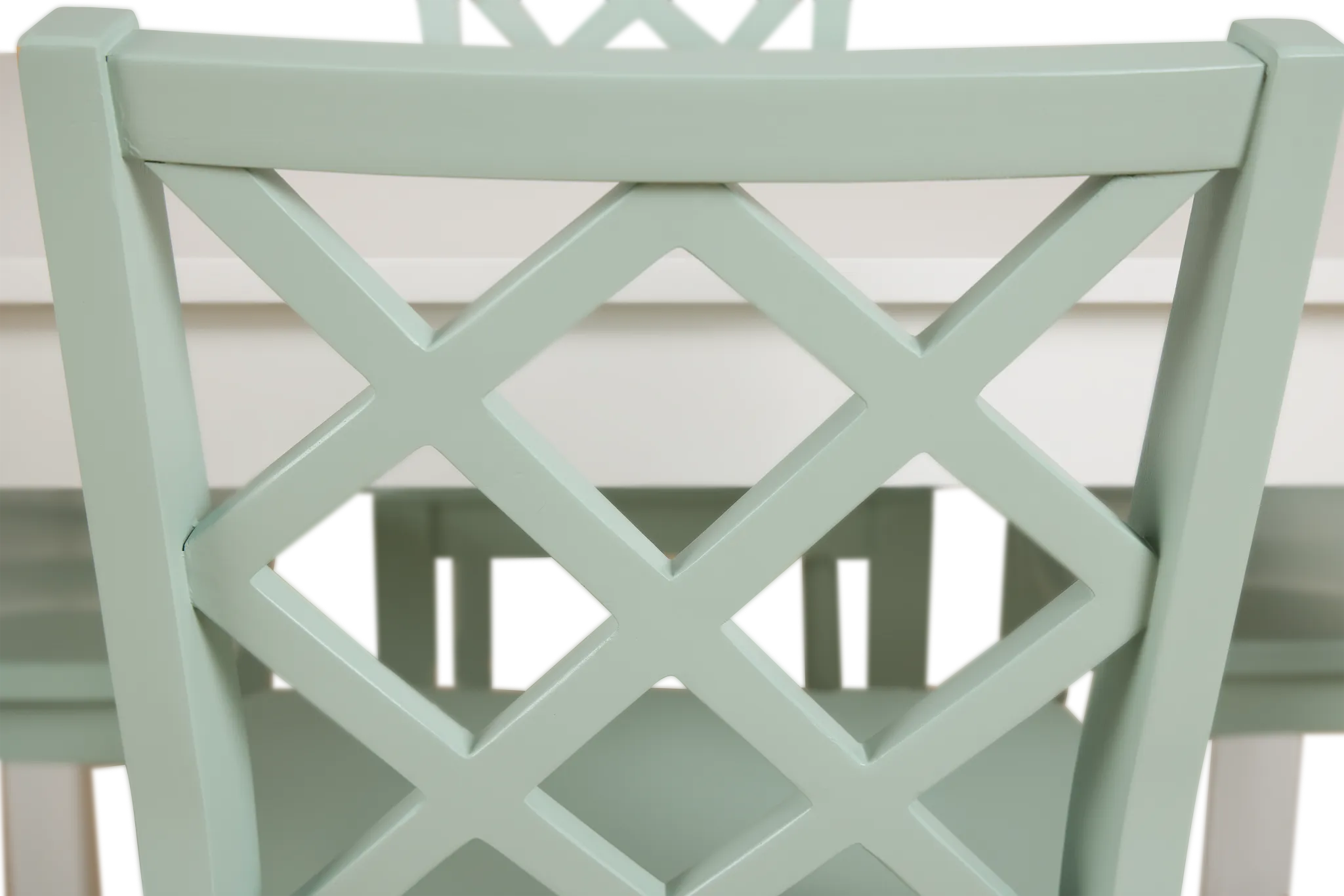 Edgartown White Square High Table & 4 Light Blue Wood Barstools