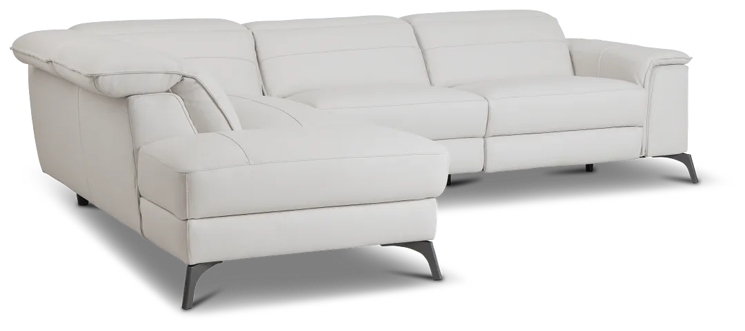 Pearson White Leather Left Bumper Sectional