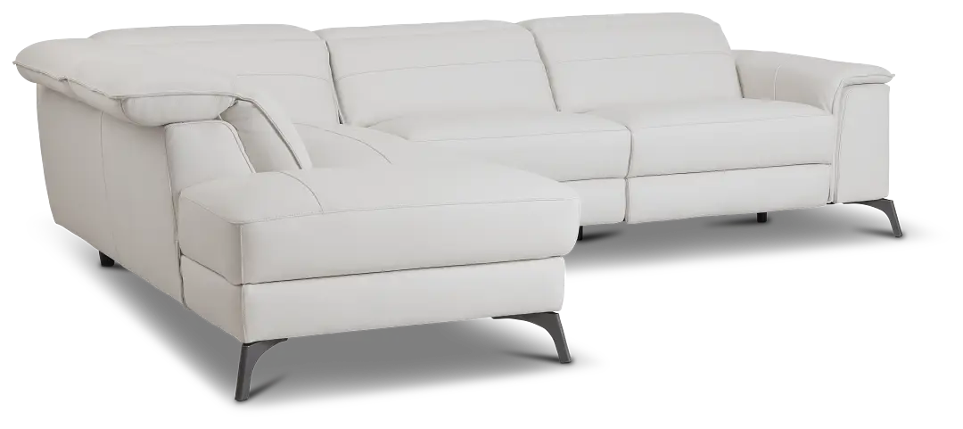 Pearson White Leather Left Bumper Sectional Pearson White Leather Left Bumper Sectional