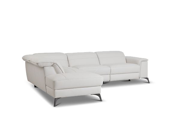 Pearson White Leather Left Bumper Sectional