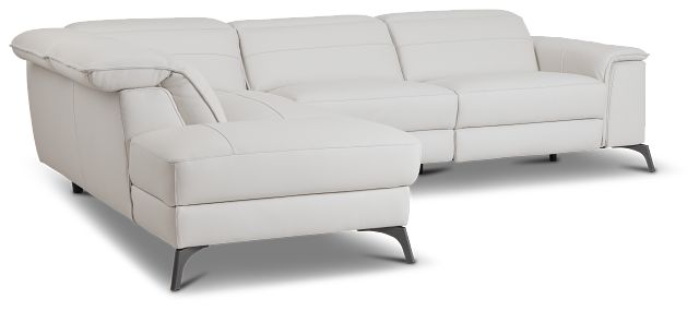 Pearson White Leather Left Bumper Sectional