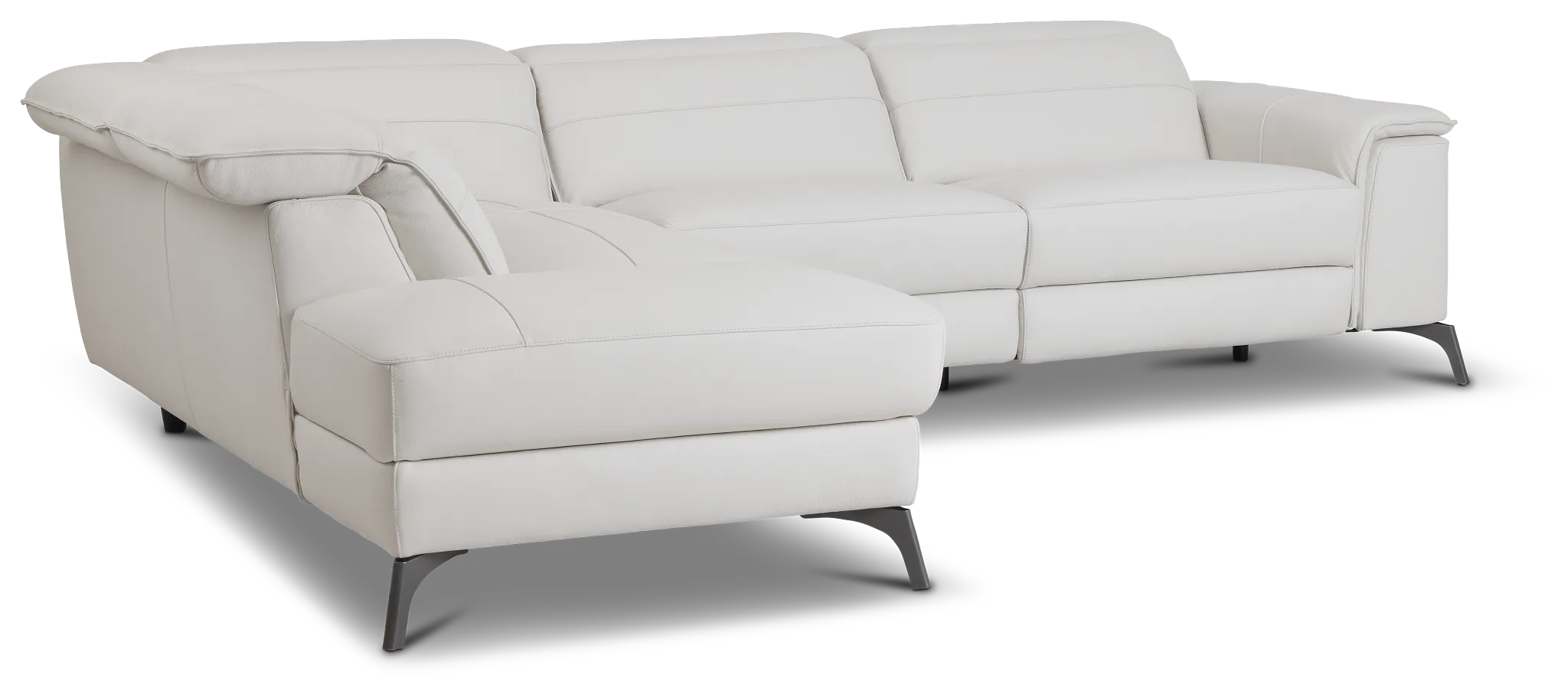 Pearson White Leather Left Bumper Sectional
