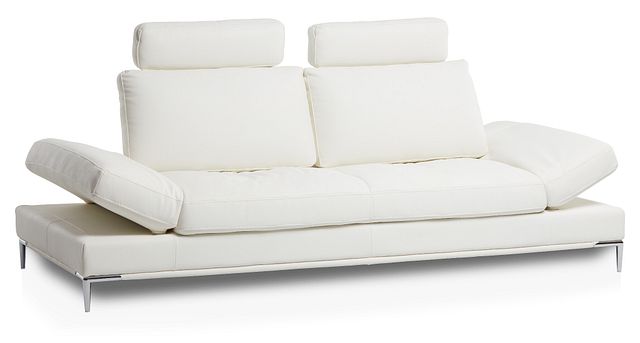 Camden White Micro Sofa With Detachable Headrests