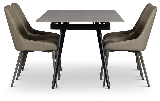 Maricopa Gray Extension Table & 4 Light Gray Upolstered Chairs