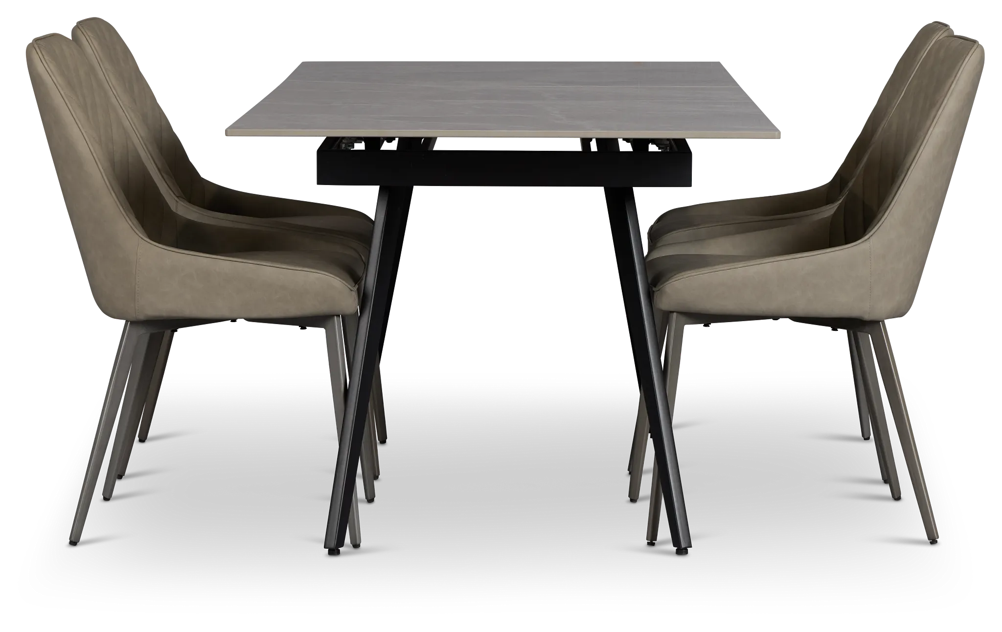Maricopa Gray Extension Table & 4 Light Gray Upolstered Chairs