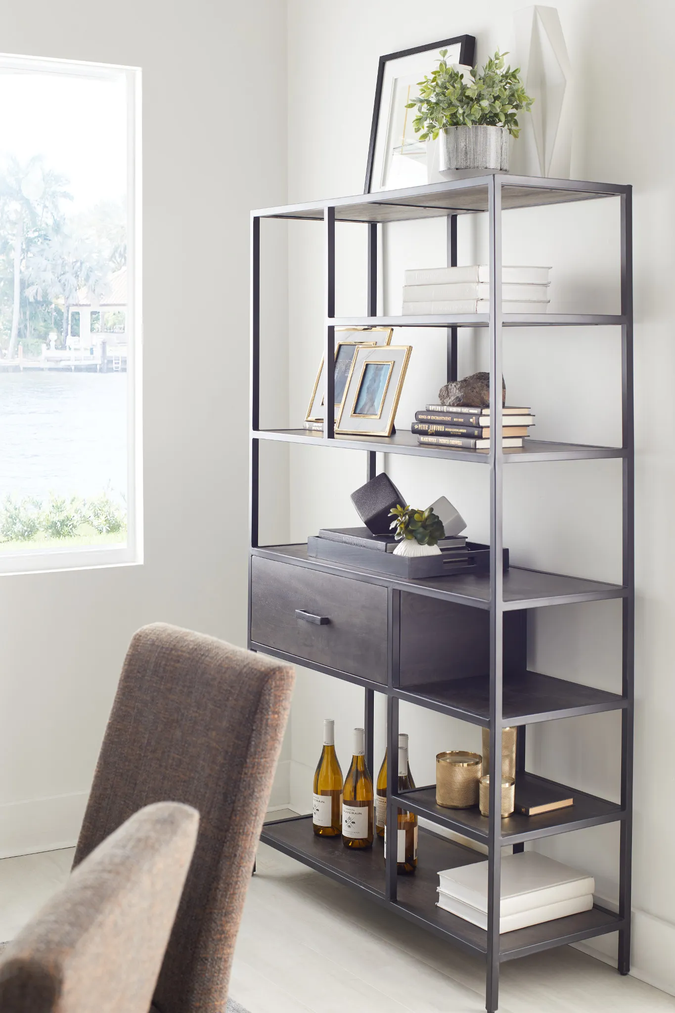 Cleo 1-drawer Metal Bookcase
