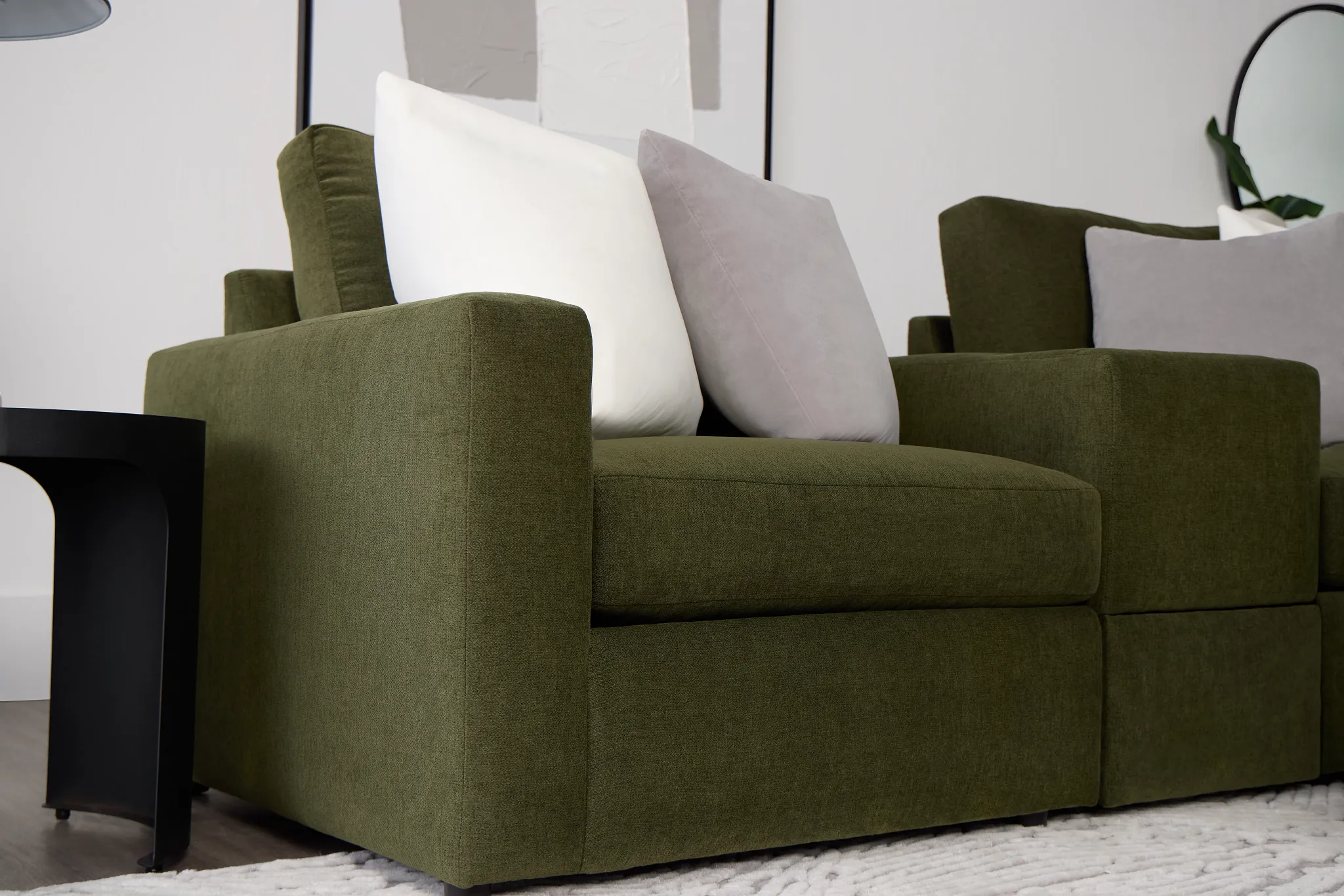 Citymod Green Fabric 3-piece Modular Sofa With Media Console